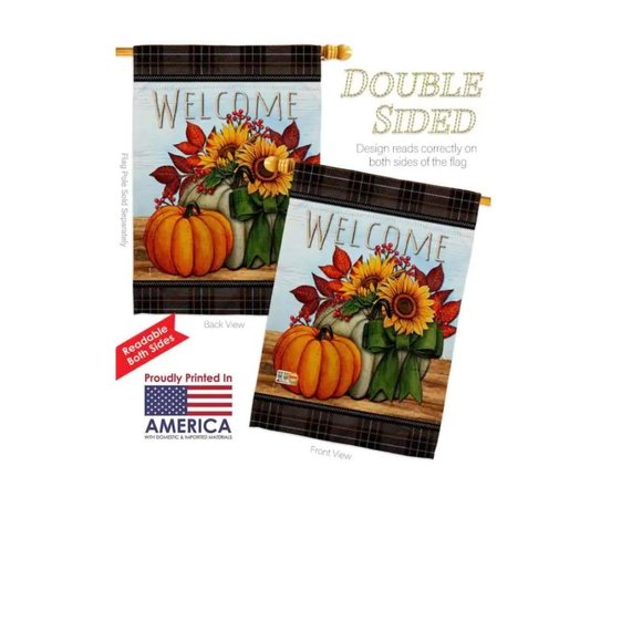 Pumpkin Bouquet Fall Ttime Harvest Autumn Floral Decor Flag House Flag 28" x 40" - Picture 2 of 2